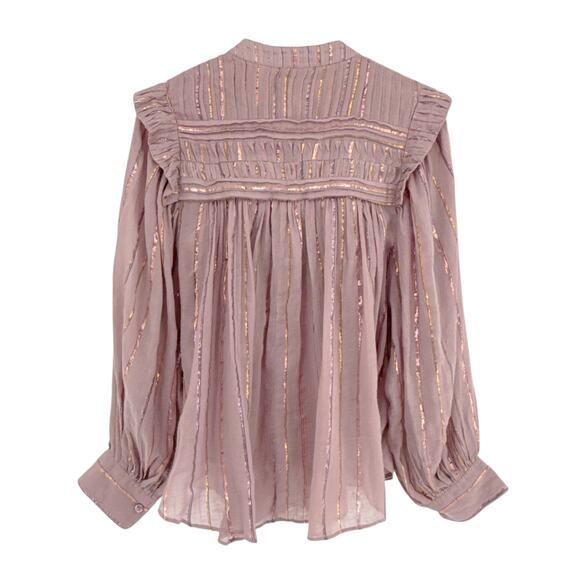 FARM RIO Pleated Yoke Blouse Light Pink S - Picture 3 of 12
